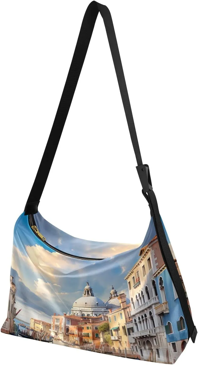 GAIGEO Lighthouse and a Sailing Boat Womens Crossbody Bag Leather, Leather Crossbody Bag, Faux Leather Shoulder Bag