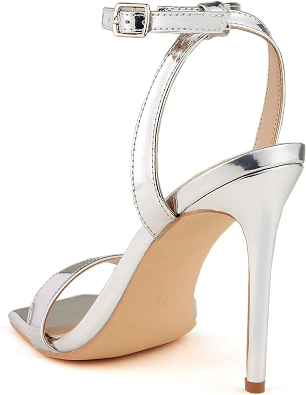 GENSHUO Women's High Heels Ankle Buckle Strap Stilettos Open Square Toe Dressy Sexy Strappy Sandals for Party Prom Homecoming Dressy Shoes