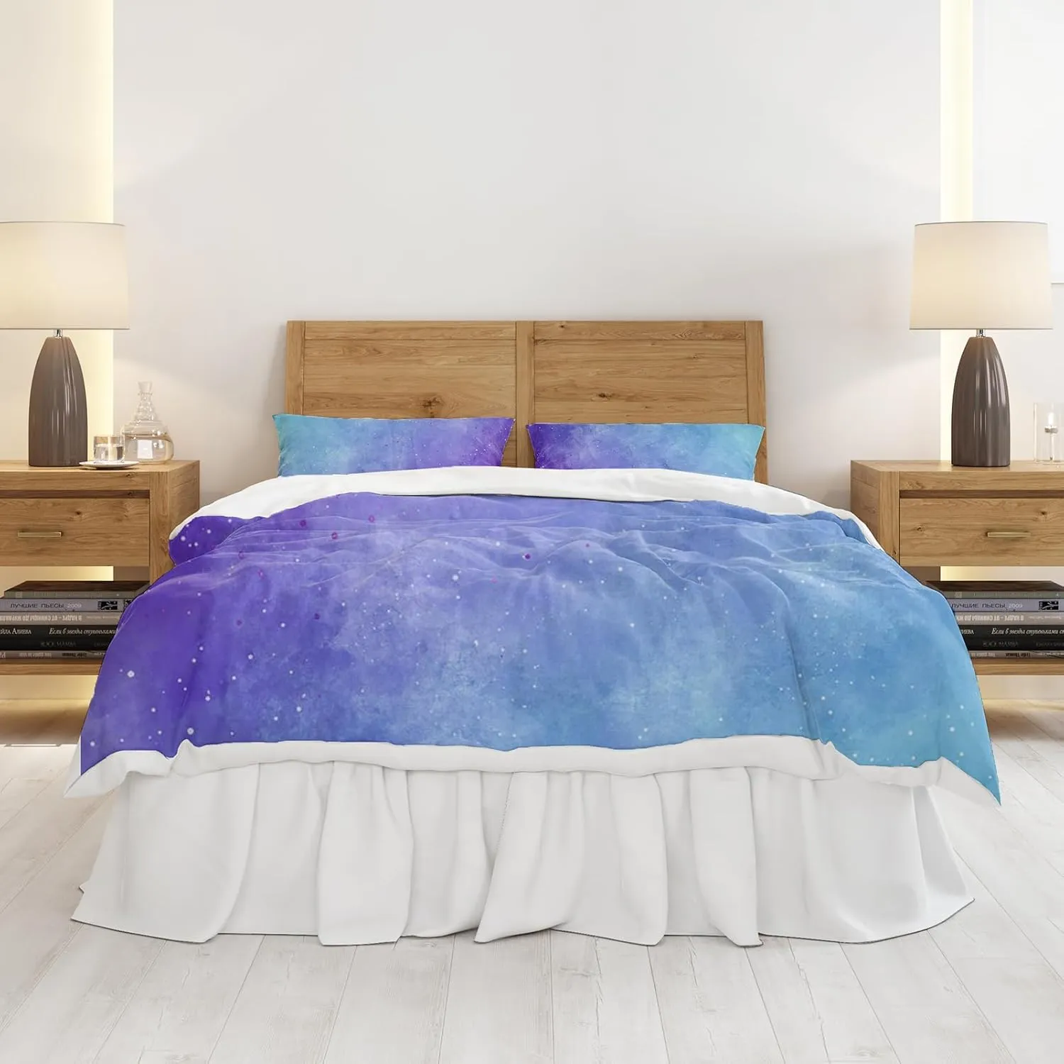 Girls Starry Sky Duvet Cover Twin Size, Tie Dye Duvet Cover Set for Teenage Girls, 4 Piece Colorful Ombre Gradient Brushed Microfiber Anti Wrinkle Soft Bedding Set with 2 Pillowcases (B, Twin)