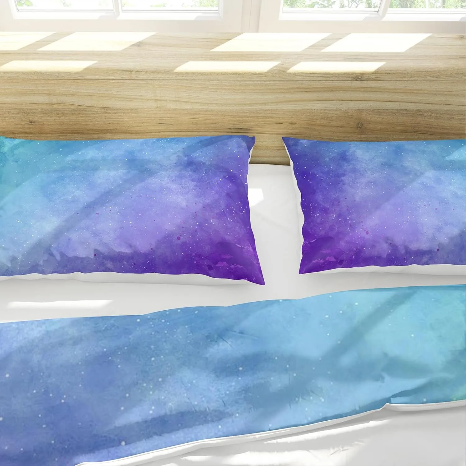 Girls Starry Sky Duvet Cover Twin Size, Tie Dye Duvet Cover Set for Teenage Girls, 4 Piece Colorful Ombre Gradient Brushed Microfiber Anti Wrinkle Soft Bedding Set with 2 Pillowcases (B, Twin)