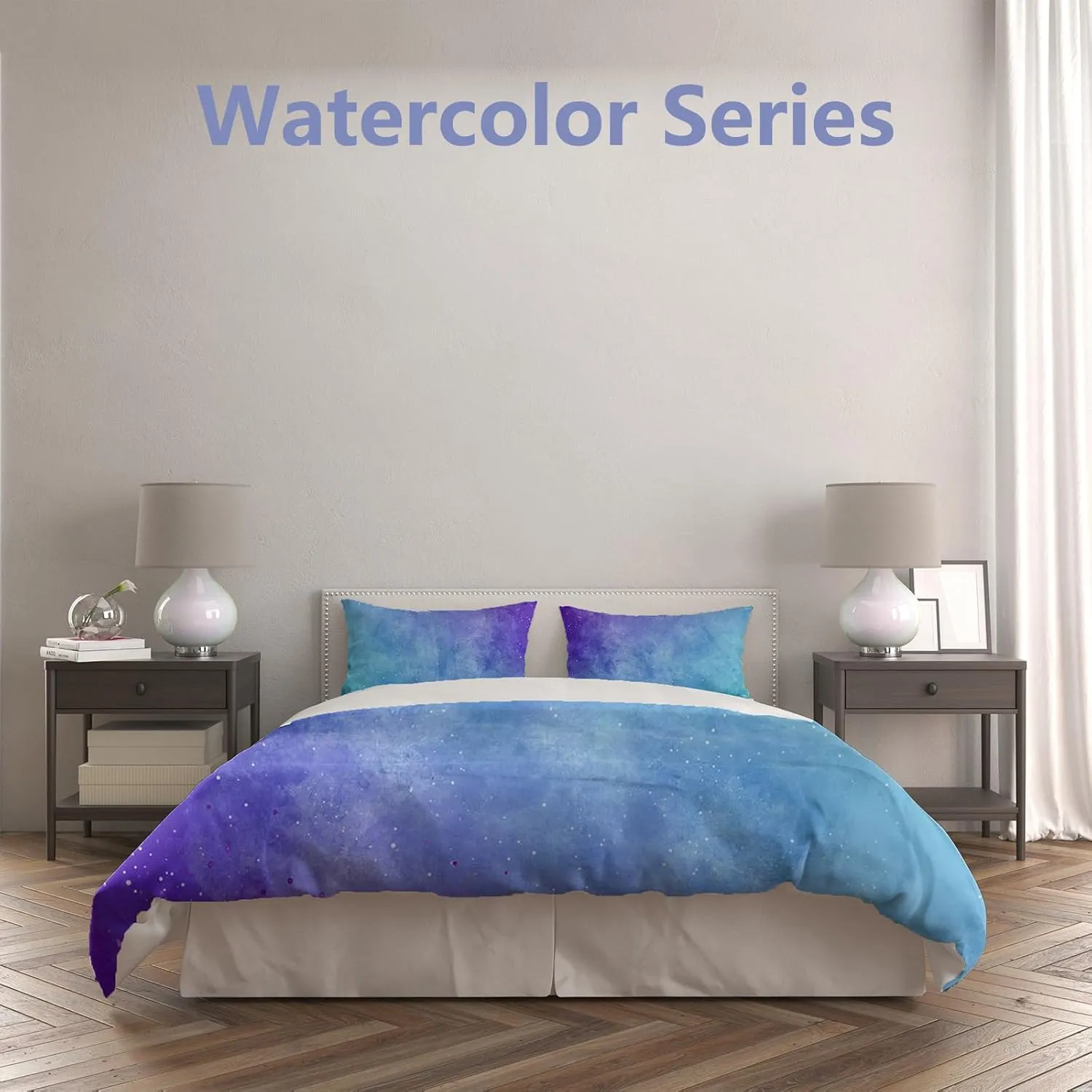 Girls Starry Sky Duvet Cover Twin Size, Tie Dye Duvet Cover Set for Teenage Girls, 4 Piece Colorful Ombre Gradient Brushed Microfiber Anti Wrinkle Soft Bedding Set with 2 Pillowcases (B, Twin)
