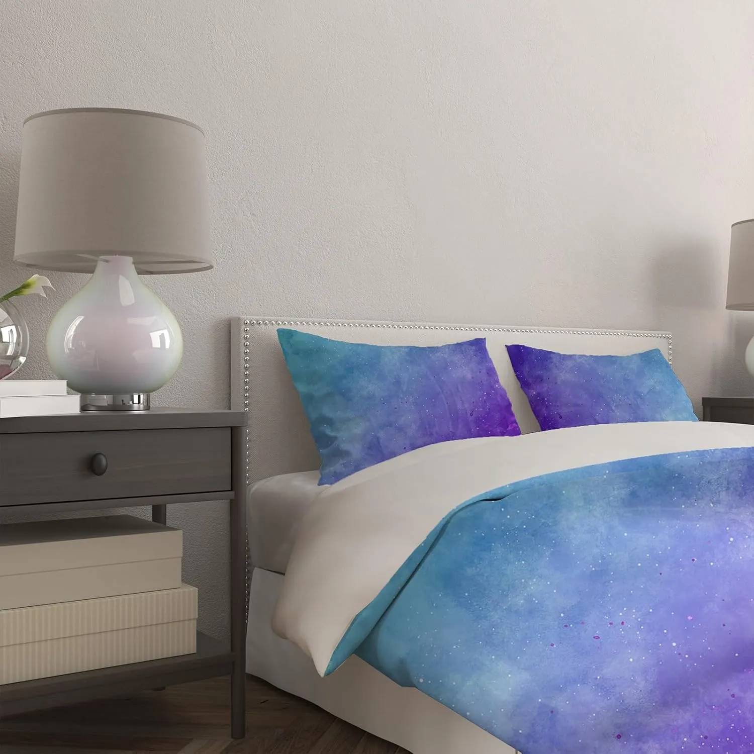 Girls Starry Sky Duvet Cover Twin Size, Tie Dye Duvet Cover Set for Teenage Girls, 4 Piece Colorful Ombre Gradient Brushed Microfiber Anti Wrinkle Soft Bedding Set with 2 Pillowcases (B, Twin)