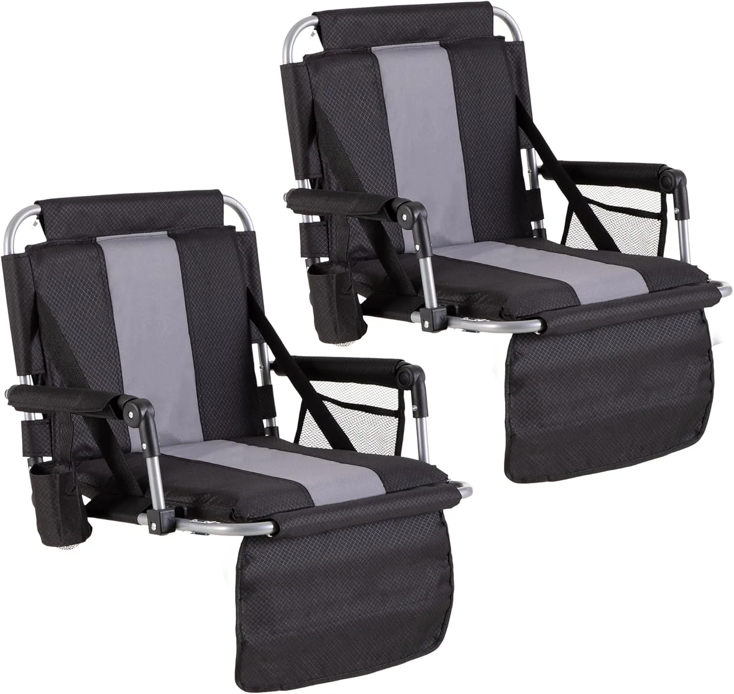 GREEN PARTY Stadium Seat for Bleachers Portable Outdoor Floor Folding Stadium Chair with Armrest, Back Support, Cup Holder, Mesh Bag and Hide Hooks