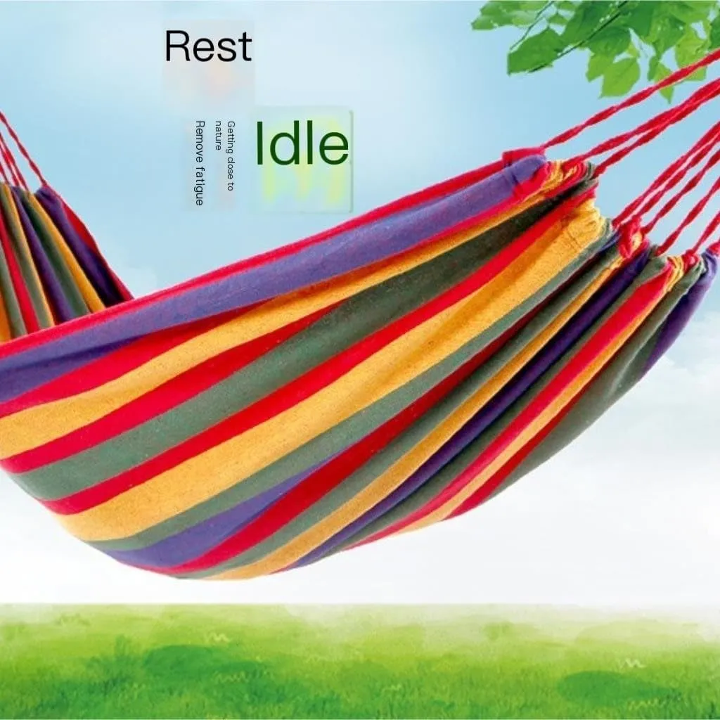 Hammock Outdoor Camping Canvas Hammock Single Double Camping Thickened Hanging Chair Dormitory Swing Portable Hammocks for Outside(Blue,Small)