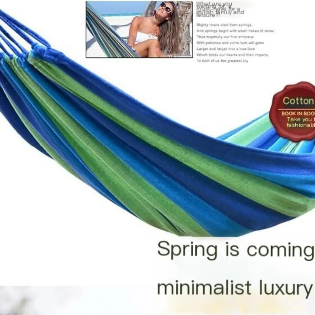 Hammock Outdoor Camping Canvas Hammock Single Double Camping Thickened Hanging Chair Dormitory Swing Portable Hammocks for Outside(Blue,Small)