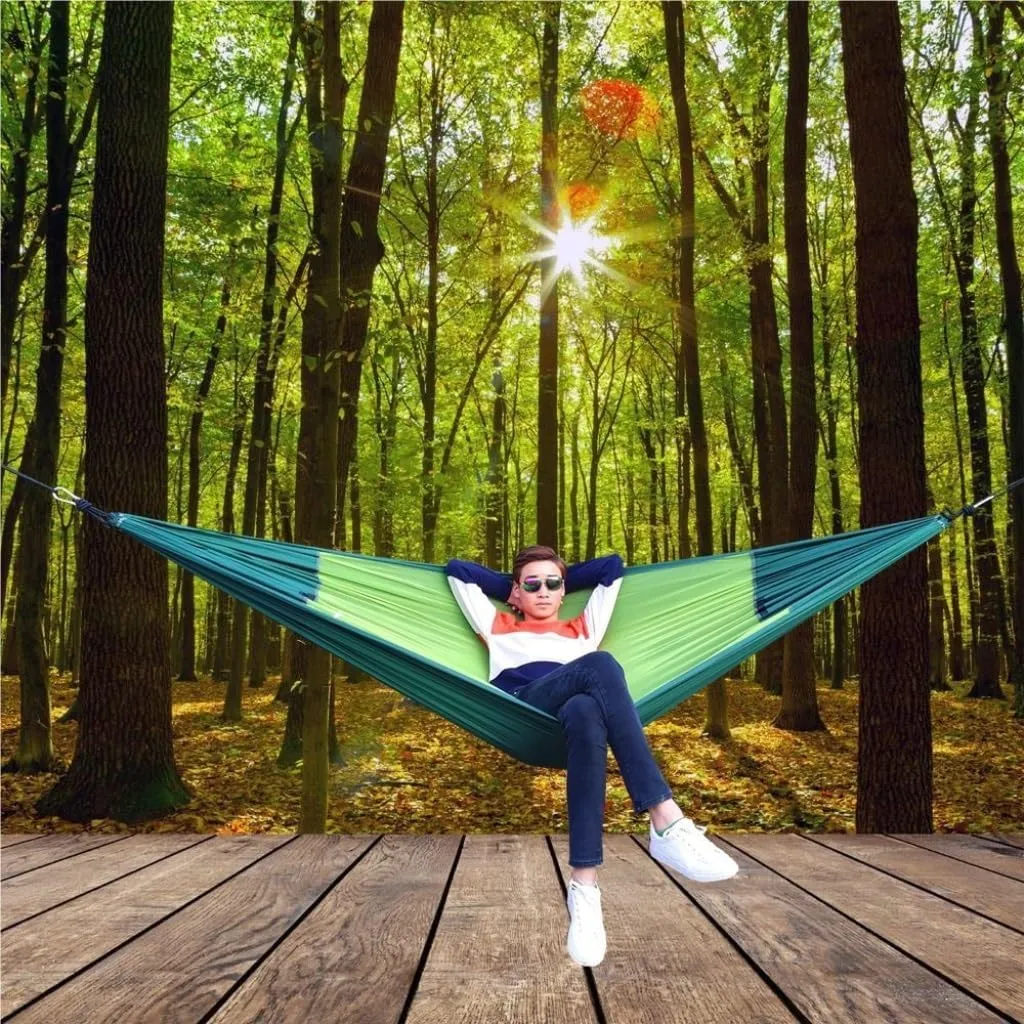 Hammock Outdoor Camping Canvas Hammock Single Double Camping Thickened Hanging Chair Dormitory Swing Portable Hammocks for Outside(Blue,Small)