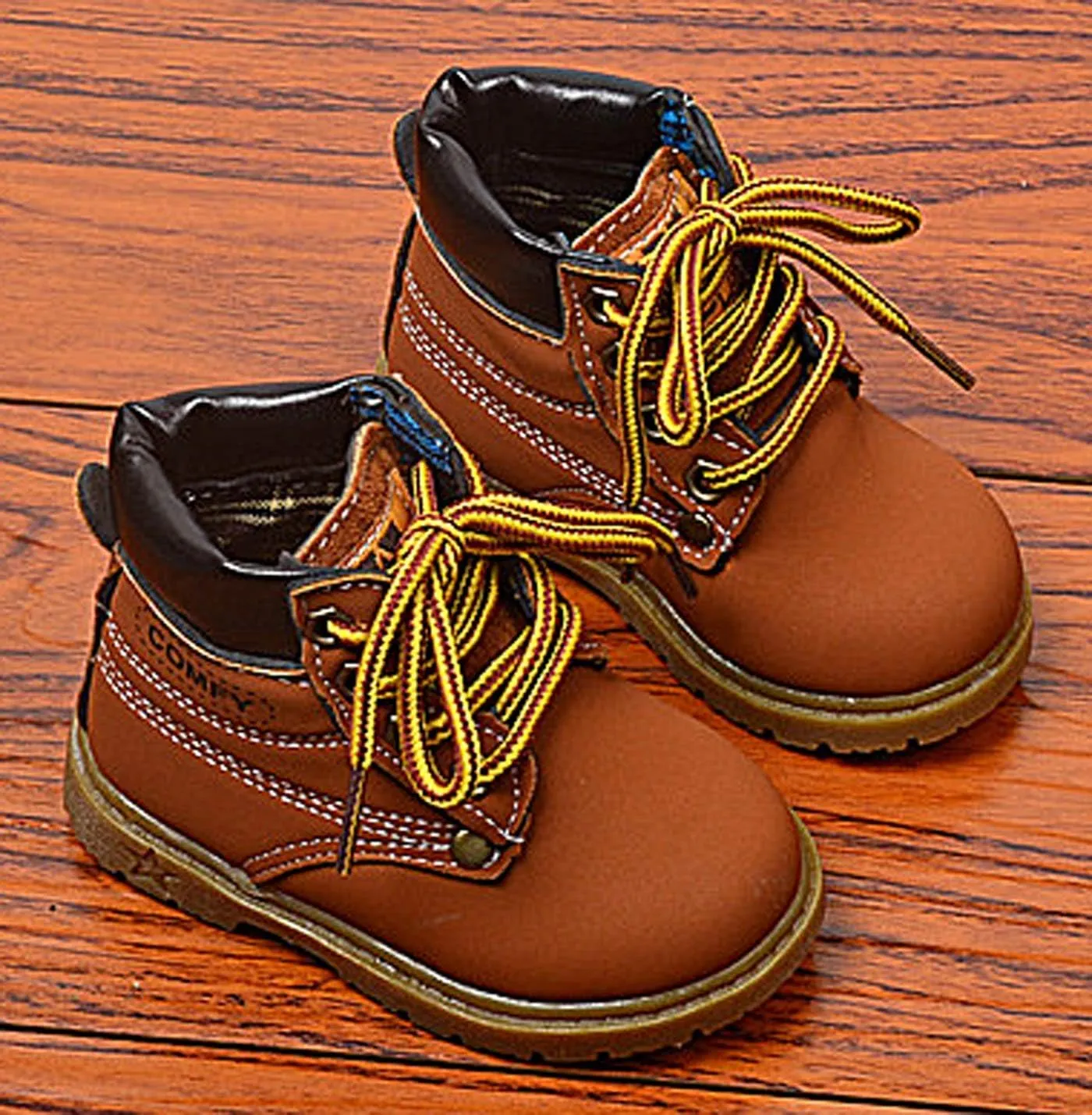 Happy Cherry Baby Autumn Boots Fashion Suede Leather Lace-Up Boots Soft Flat Ankle Boots