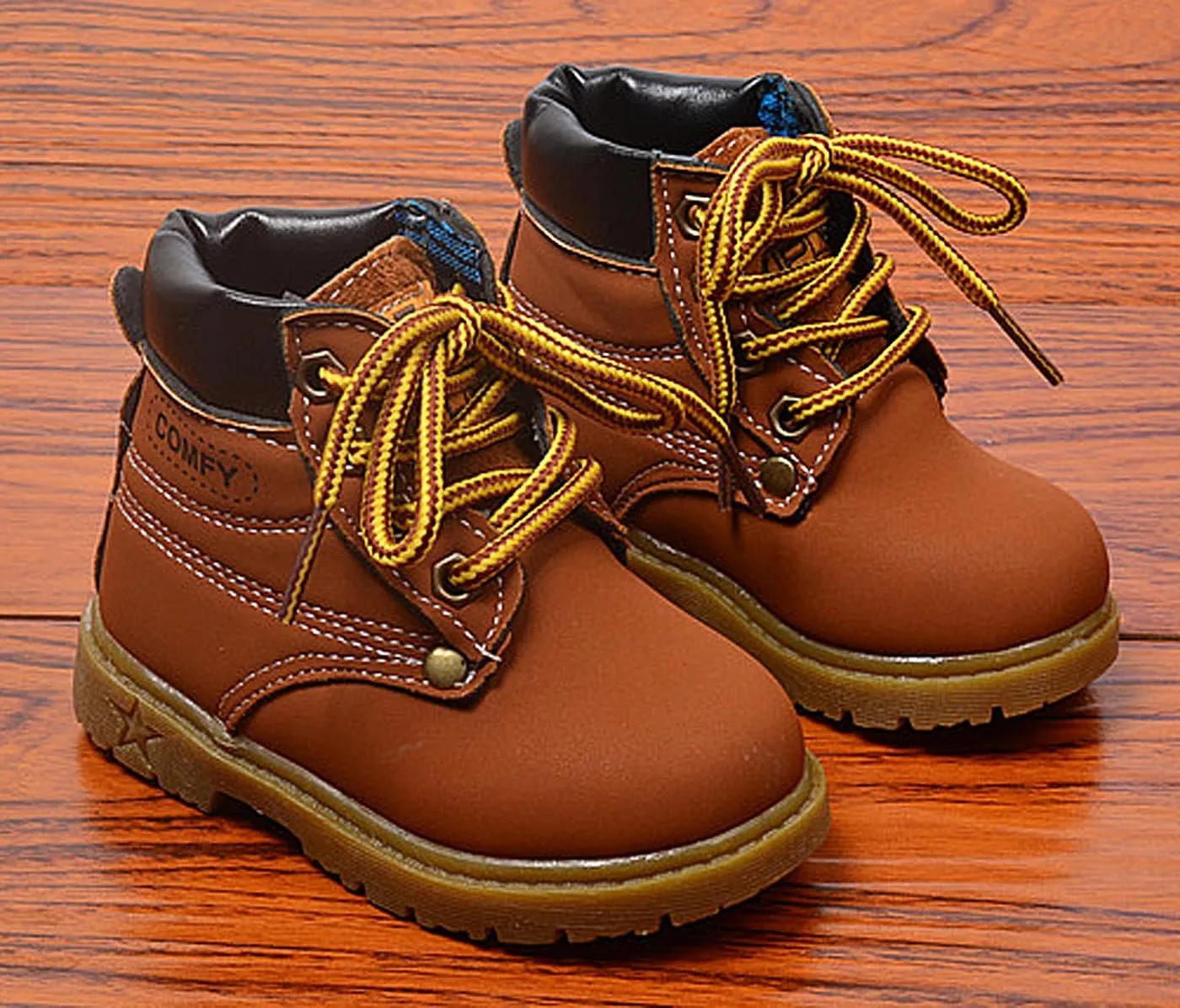 Happy Cherry Baby Autumn Boots Fashion Suede Leather Lace-Up Boots Soft Flat Ankle Boots
