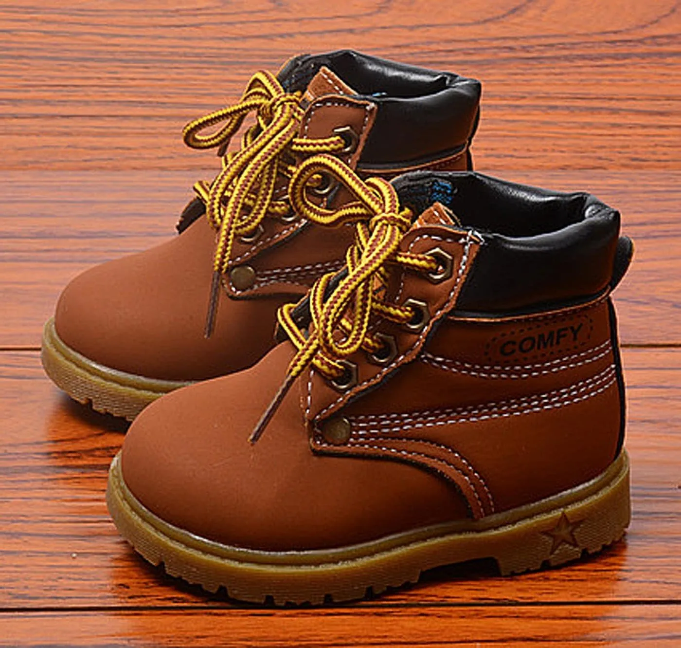 Happy Cherry Baby Autumn Boots Fashion Suede Leather Lace-Up Boots Soft Flat Ankle Boots