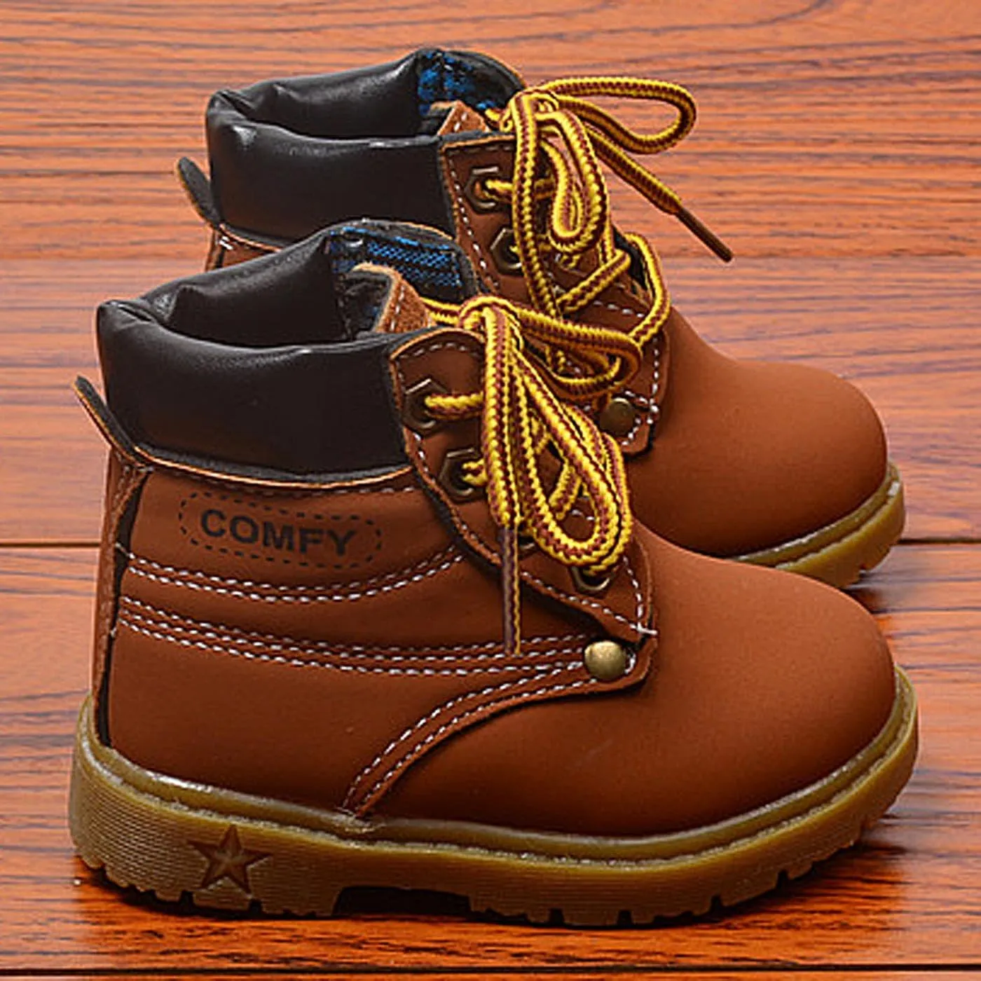 Happy Cherry Baby Autumn Boots Fashion Suede Leather Lace-Up Boots Soft Flat Ankle Boots