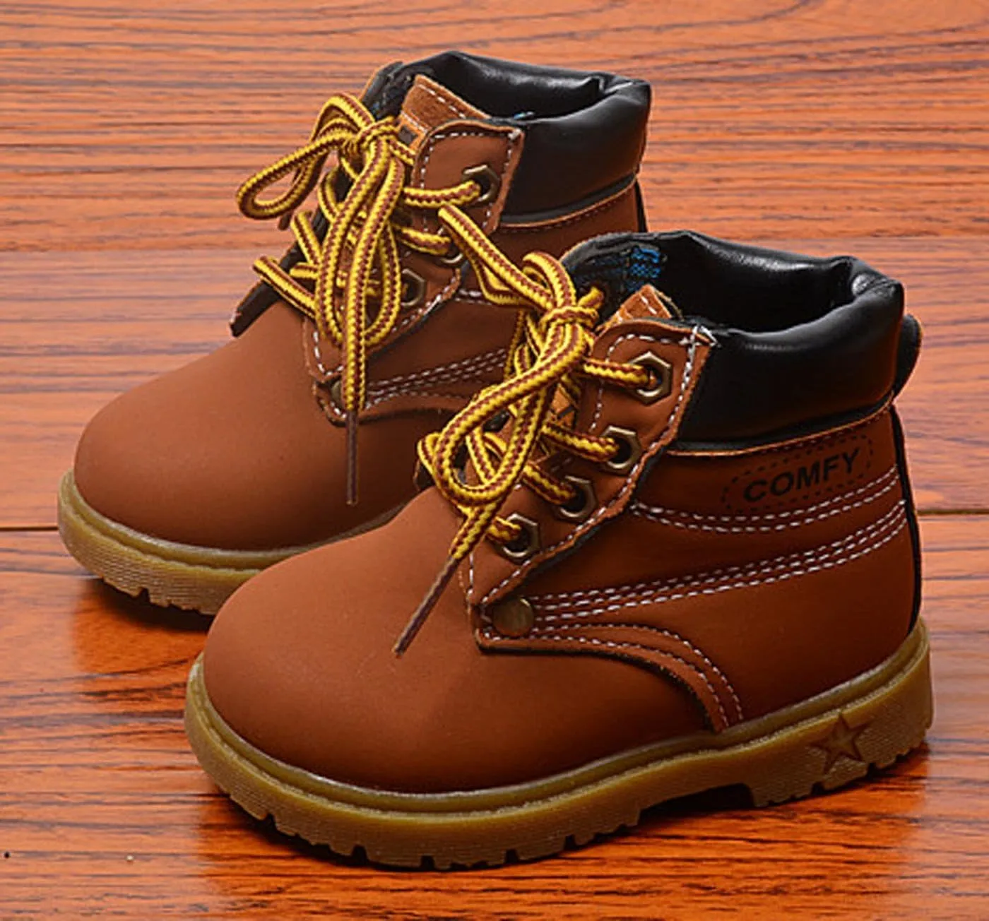 Happy Cherry Baby Autumn Boots Fashion Suede Leather Lace-Up Boots Soft Flat Ankle Boots