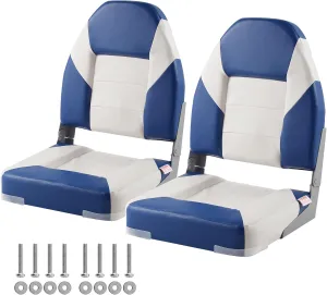 Happybuy Boat Seats, 21.85" High Back Boat Seat, Folding Chair with Thickened Sponge Padding and Hinge, Ideal for Fishing, Sightseeing, Speedboat, Canoe, 2-Pack