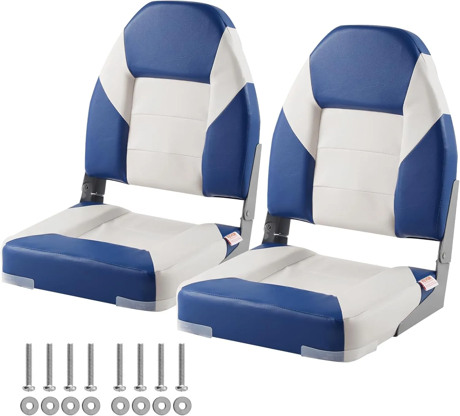 Happybuy Boat Seats, 21.85" High Back Boat Seat, Folding Chair with Thickened Sponge Padding and Hinge, Ideal for Fishing, Sightseeing, Speedboat, Canoe, 2-Pack