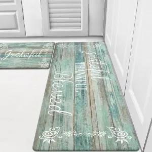 HEBE Anti Fatigue Kitchen Mat Set of 2 Non Slip Cushioned Kitchen Mats for Floor Waterproof Farmhouse Kitchen Rugs and Mats Set Comfort Standing Desk Mat Carpet for Sink,Office,Laundry