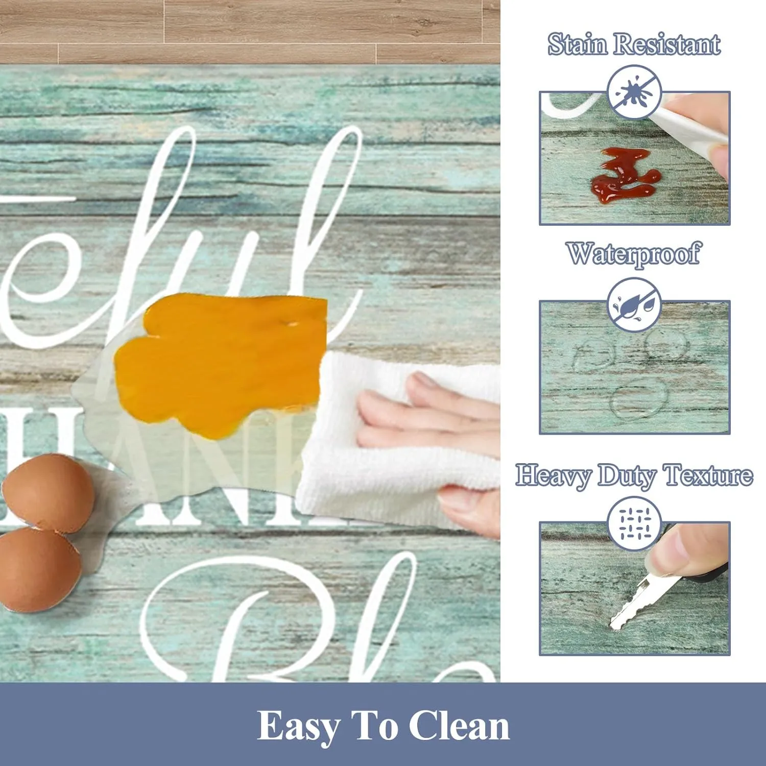 HEBE Anti Fatigue Kitchen Mat Set of 2 Non Slip Cushioned Kitchen Mats for Floor Waterproof Farmhouse Kitchen Rugs and Mats Set Comfort Standing Desk Mat Carpet for Sink,Office,Laundry