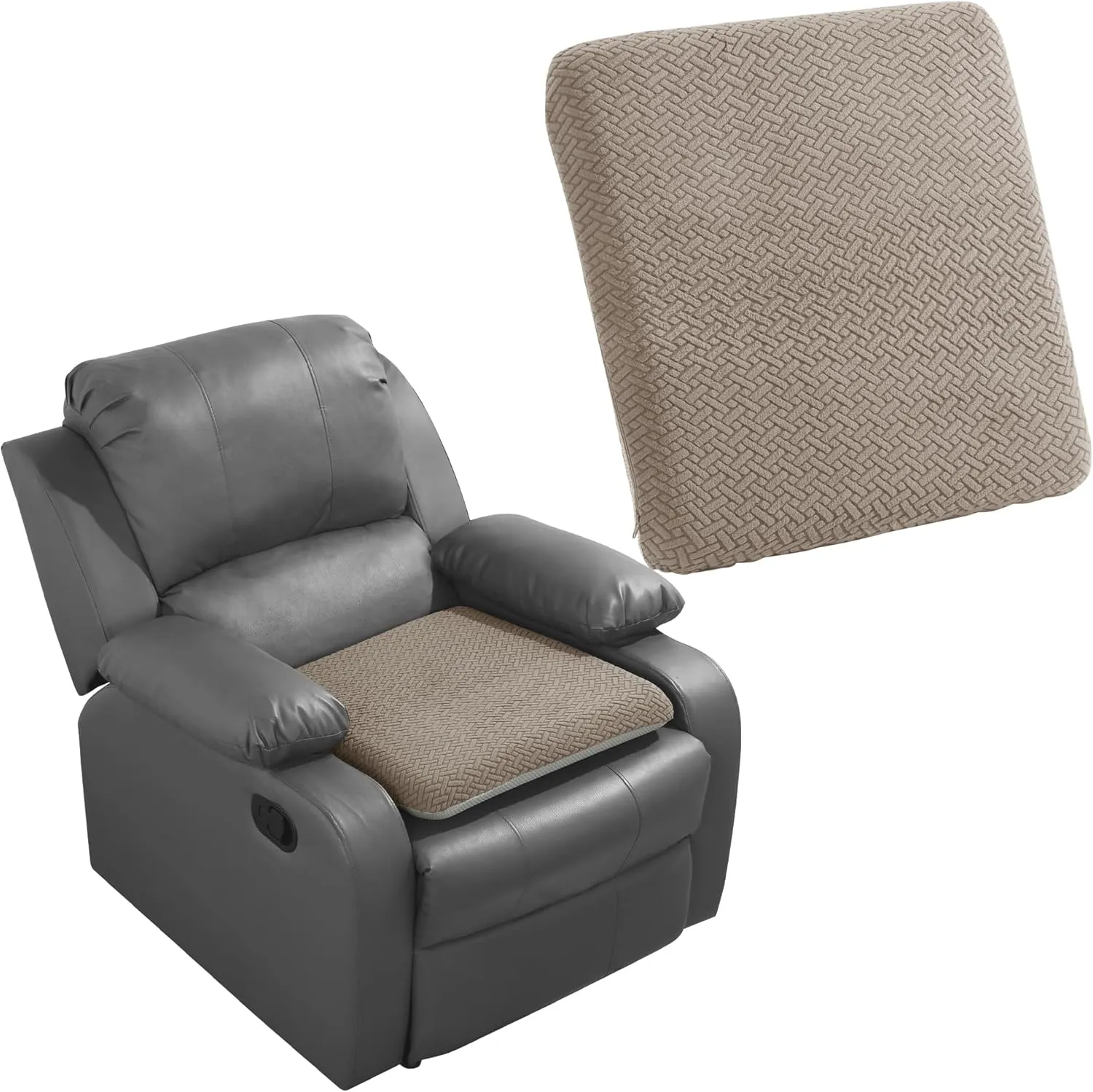 HOMBYS Tufted Furry Recliner Seat Cushion for Elderly Foam Curved Edge Large Square Seat Cushion for Recliner Chair, Floor Pillow, Office Chair, Car, No Pressure on Thighs, Brown