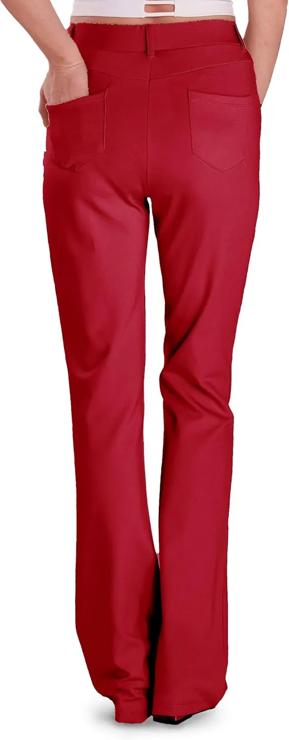 Houmous S-XXL 29''31''33''35'' Inseam Women's Bootcut Dress Pants with Pocket Stretch Work Lounge Pant Office Casual Pants