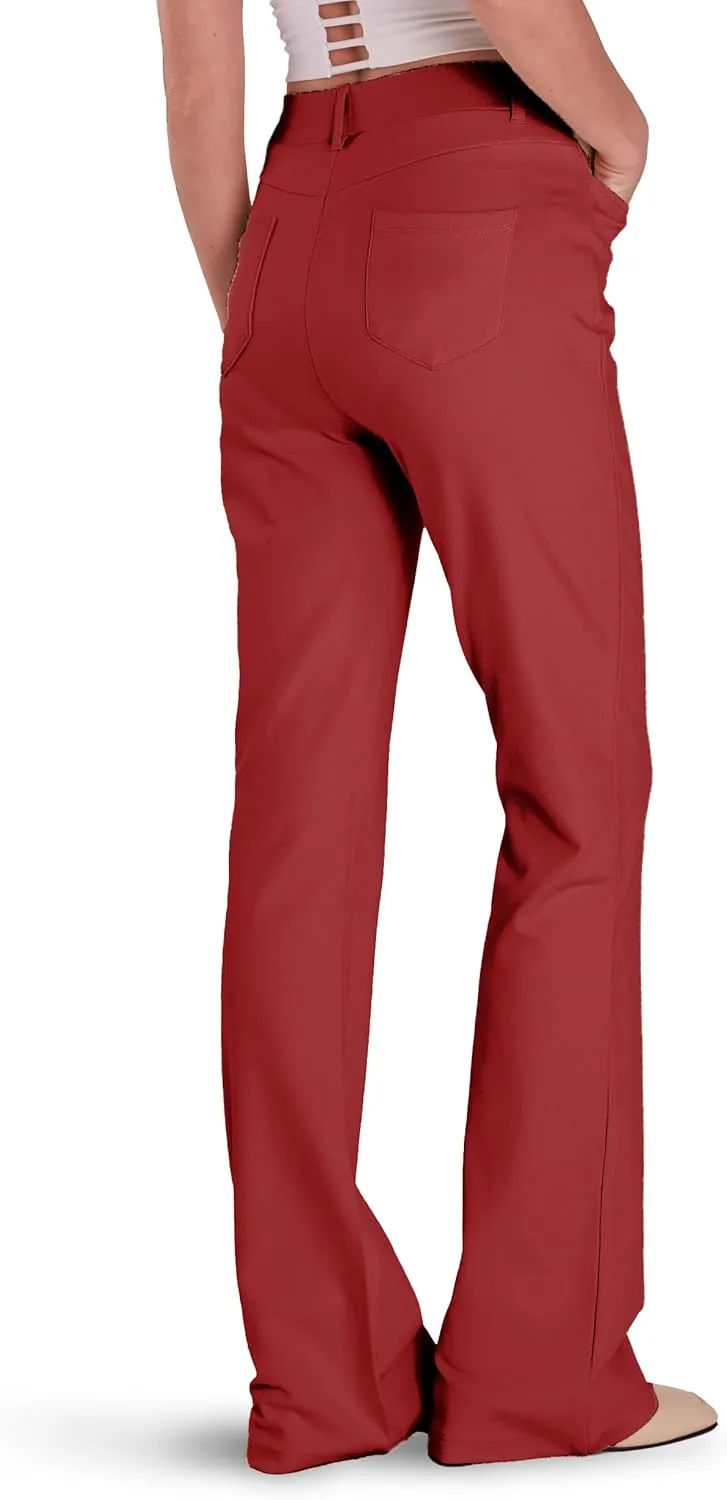 Houmous S-XXL 29''31''33''35'' Inseam Women's Bootcut Dress Pants with Pocket Stretch Work Lounge Pant Office Casual Pants
