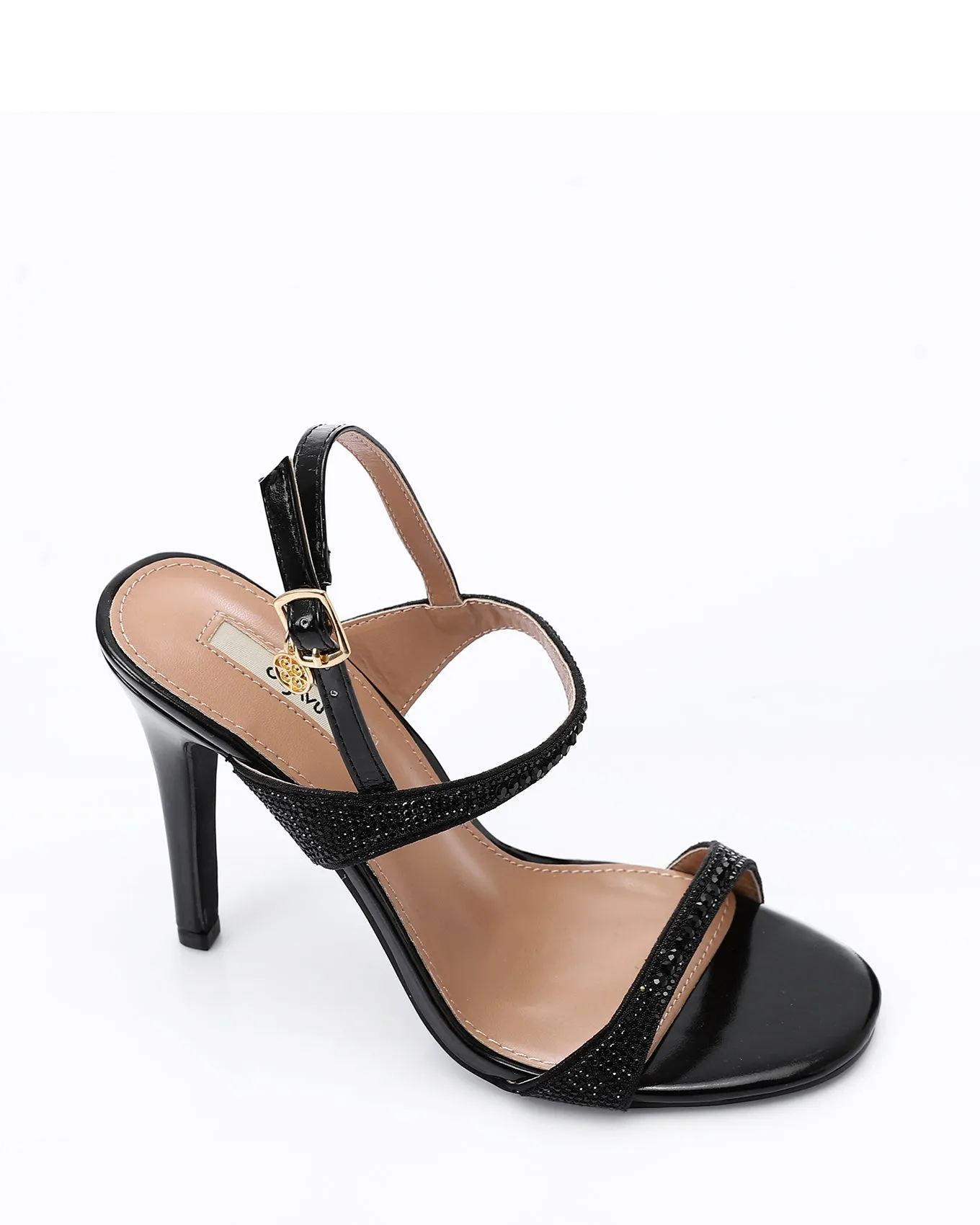 HUA-DJTV-005 Strass Open Toe Cap Sandal - Black