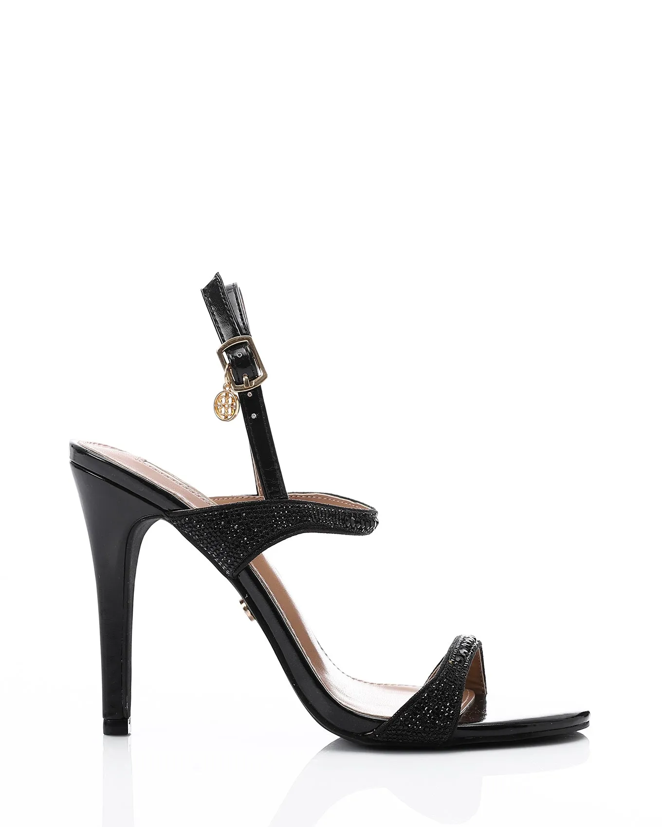HUA-DJTV-005 Strass Open Toe Cap Sandal - Black