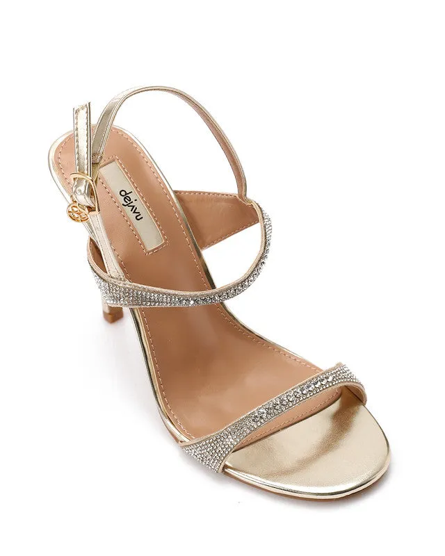 HUA-DJTV-005 Strass Open Toe Cap Sandal - Black