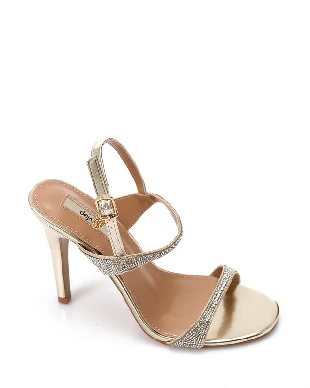 HUA-DJTV-005 Strass Open Toe Cap Sandal - Black