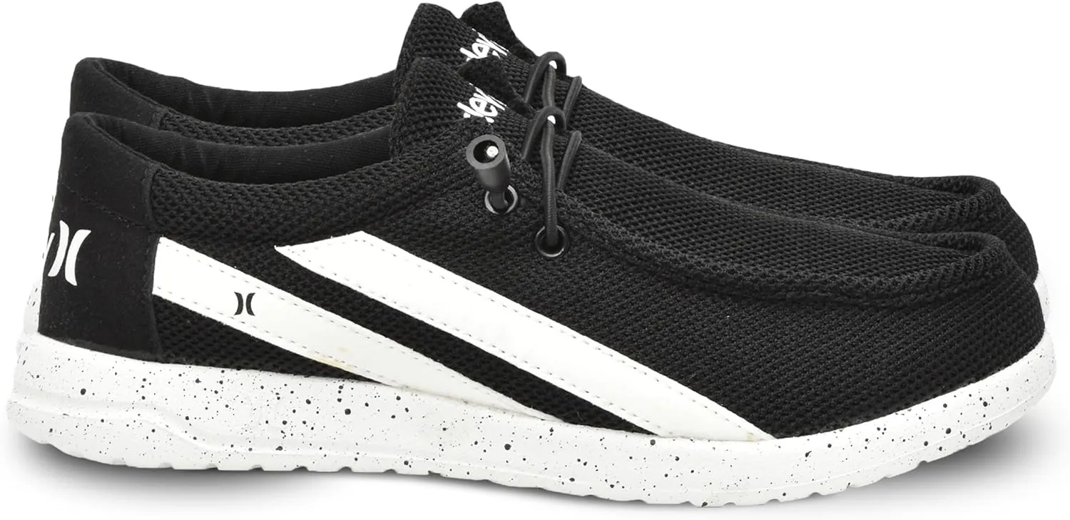 Hurley Kids Elastic Lace Loafers, Canvas Shoes for Boys & Girls - Comfortable, Durable, Stylish - Kid's Fashion Sneakers, Wide Toe Shoes for Everyday Wear
