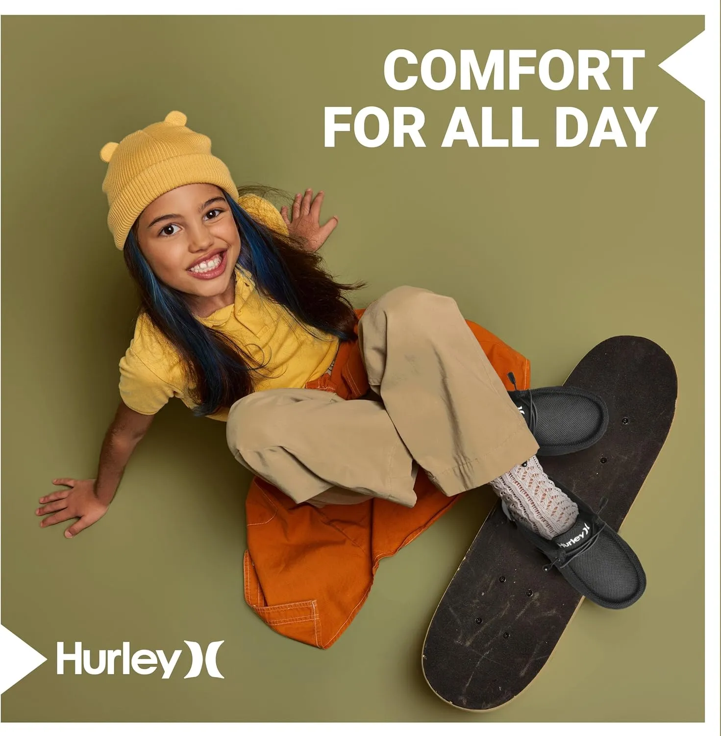 Hurley Kids Elastic Lace Loafers, Canvas Shoes for Boys & Girls - Comfortable, Durable, Stylish - Kid's Fashion Sneakers, Wide Toe Shoes for Everyday Wear