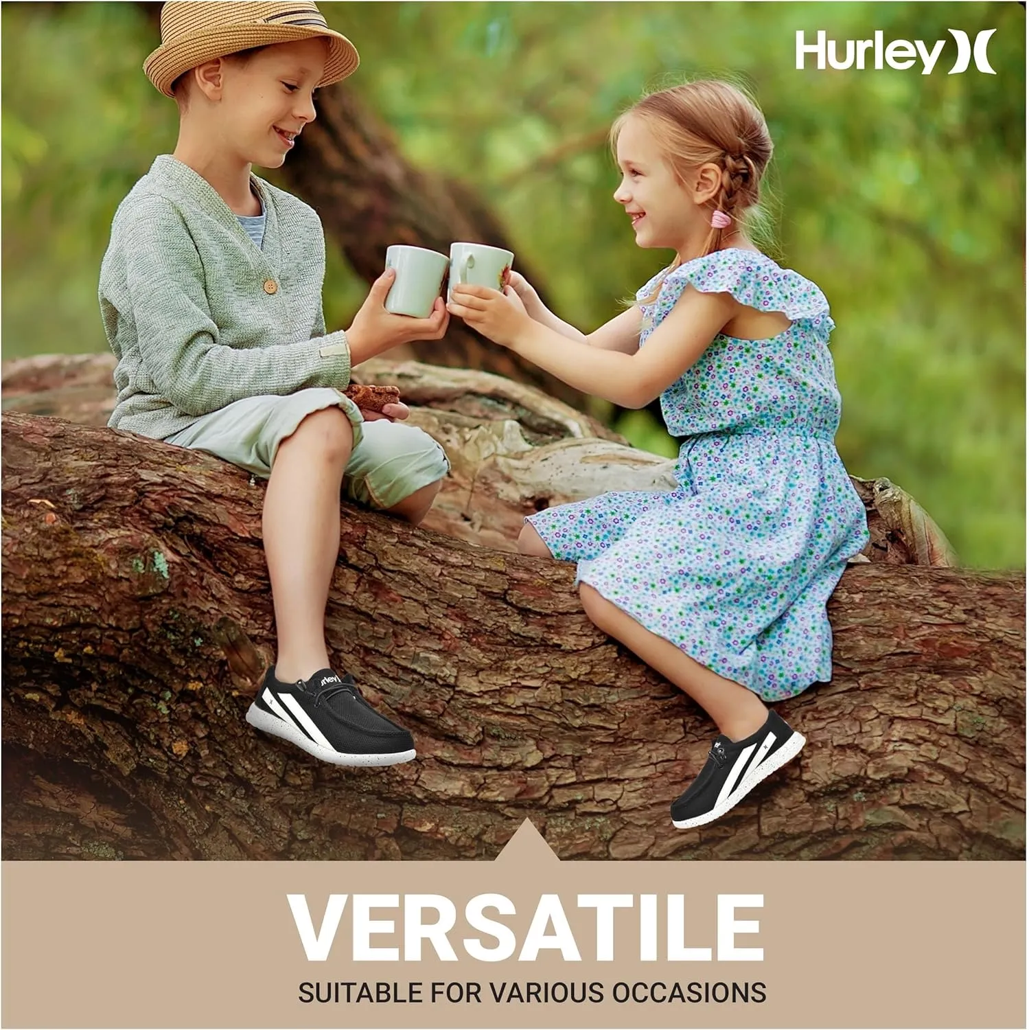 Hurley Kids Elastic Lace Loafers, Canvas Shoes for Boys & Girls - Comfortable, Durable, Stylish - Kid's Fashion Sneakers, Wide Toe Shoes for Everyday Wear