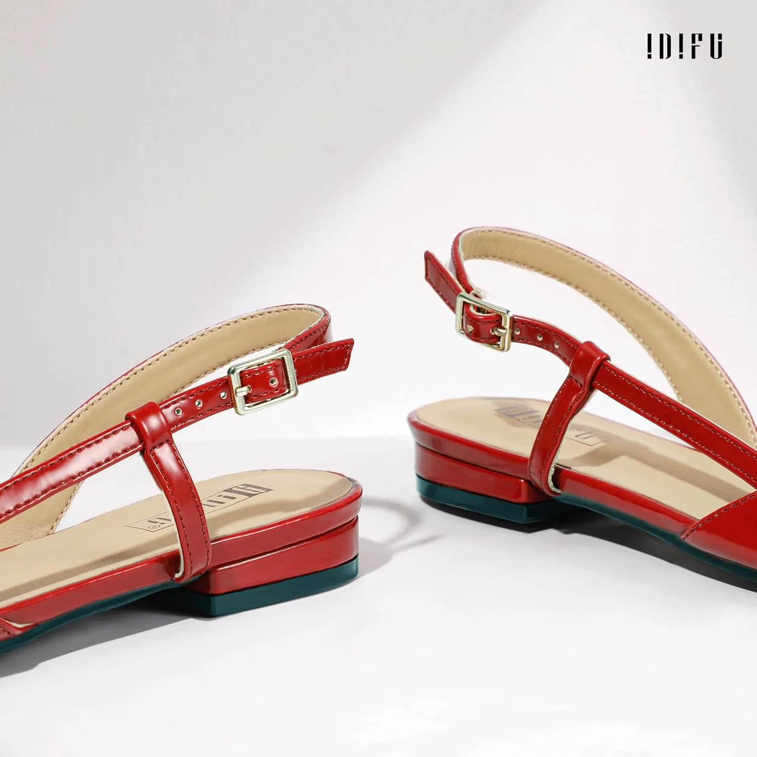 IDIFU Slingback Flats for Women Pointed Toe Ballet Flats Shoes Women Dressy Comfortable Casual Flat Dress Shoes for Women Office Work Wedding Bridal Cute Fashion Slip on Buckle Flats