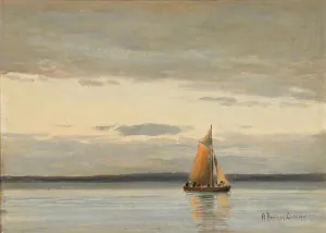 iIIHARTII Wall Painting Poster Artwork Art Painting on Canvas Seascape From Genoa with a Sailing Boat Near the by Anders Anderson-lundby Wall Canvas Print for Home Decor 60x90cm