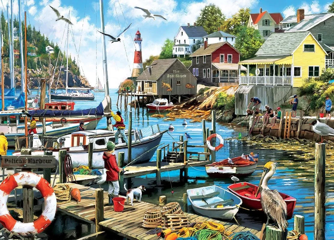 Jigsaw Puzzle for Adults The Fishing Boat Returned to The Dock Challenging Educational Fun Family Activities Games Toys Gifts Wooden Puzzles 500 Piece