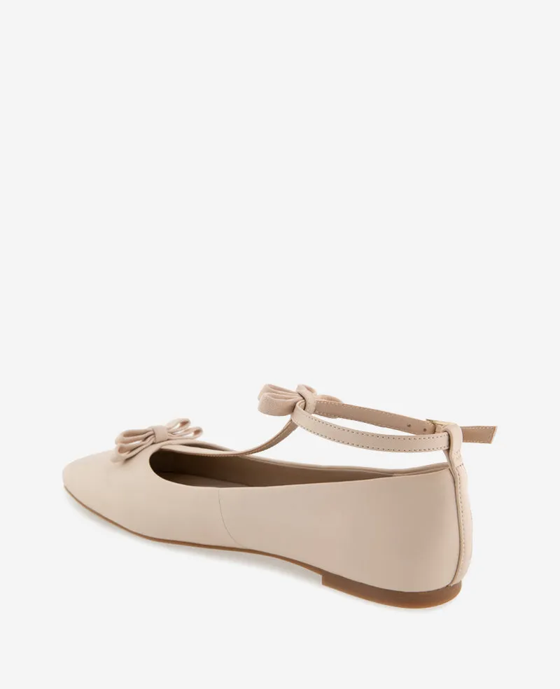 Juliet Leather Bow T-Strap Flat
