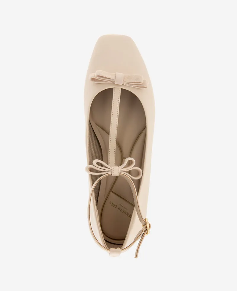Juliet Leather Bow T-Strap Flat