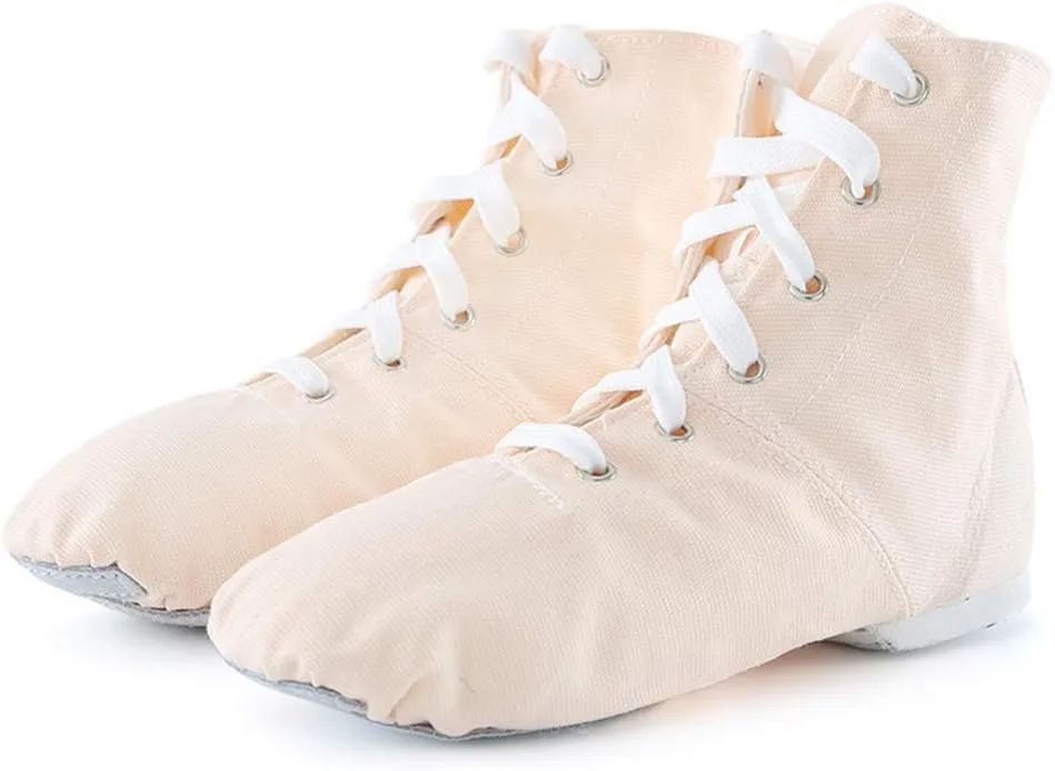 JUODVMP Women's Canvas Flats Boots Jazz Dance Shoes Breathable Canvas Jazz Dance Shoes Boot Jazz Shoes for Adult & Child,Model TJGBFBJS