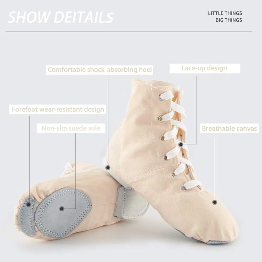 JUODVMP Women's Canvas Flats Boots Jazz Dance Shoes Breathable Canvas Jazz Dance Shoes Boot Jazz Shoes for Adult & Child,Model TJGBFBJS