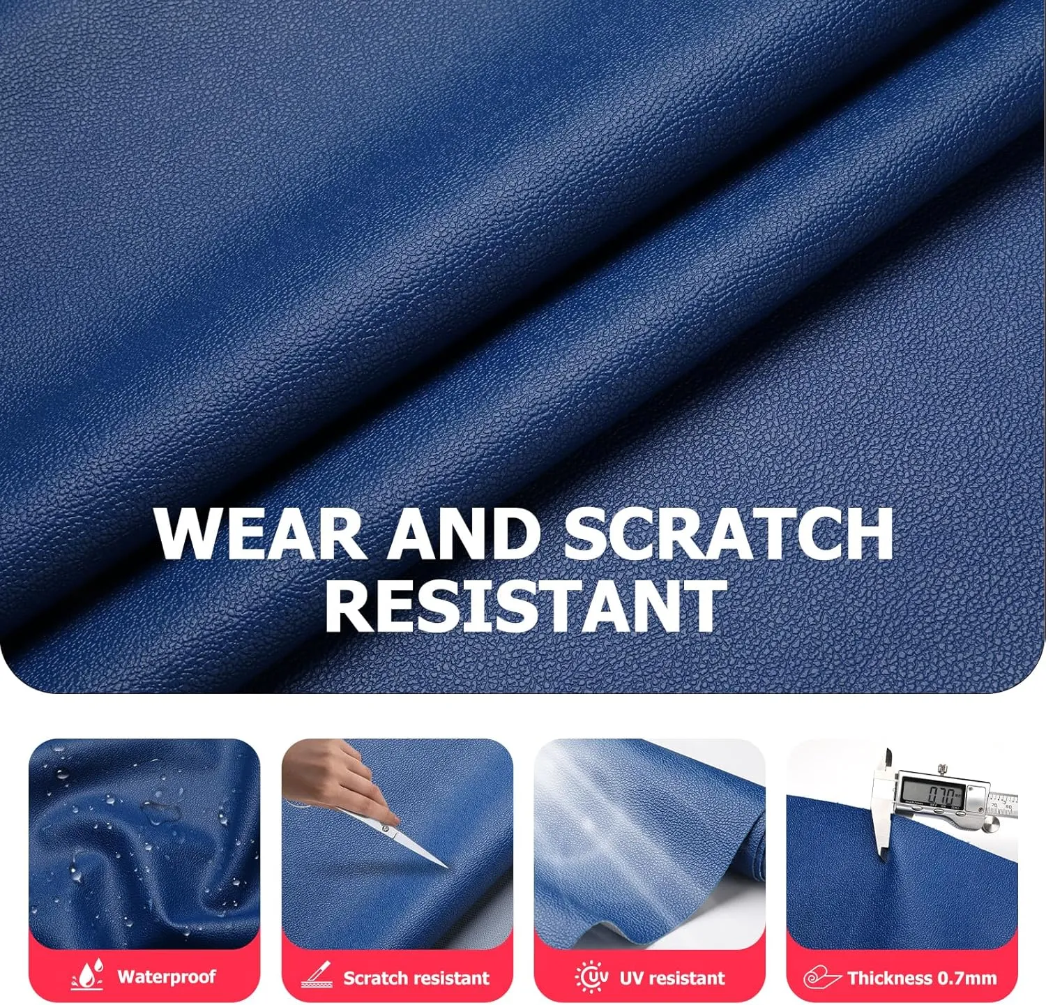 K-Musculo Vinyl Fabric, Marine Faux Leather Upholstery, for Upholstery Crafts, DIY Sewings, Sofa, Handbag, Earrings, Hair Bows Decorations (Blue 54'' X 108'' inch 3Yd)