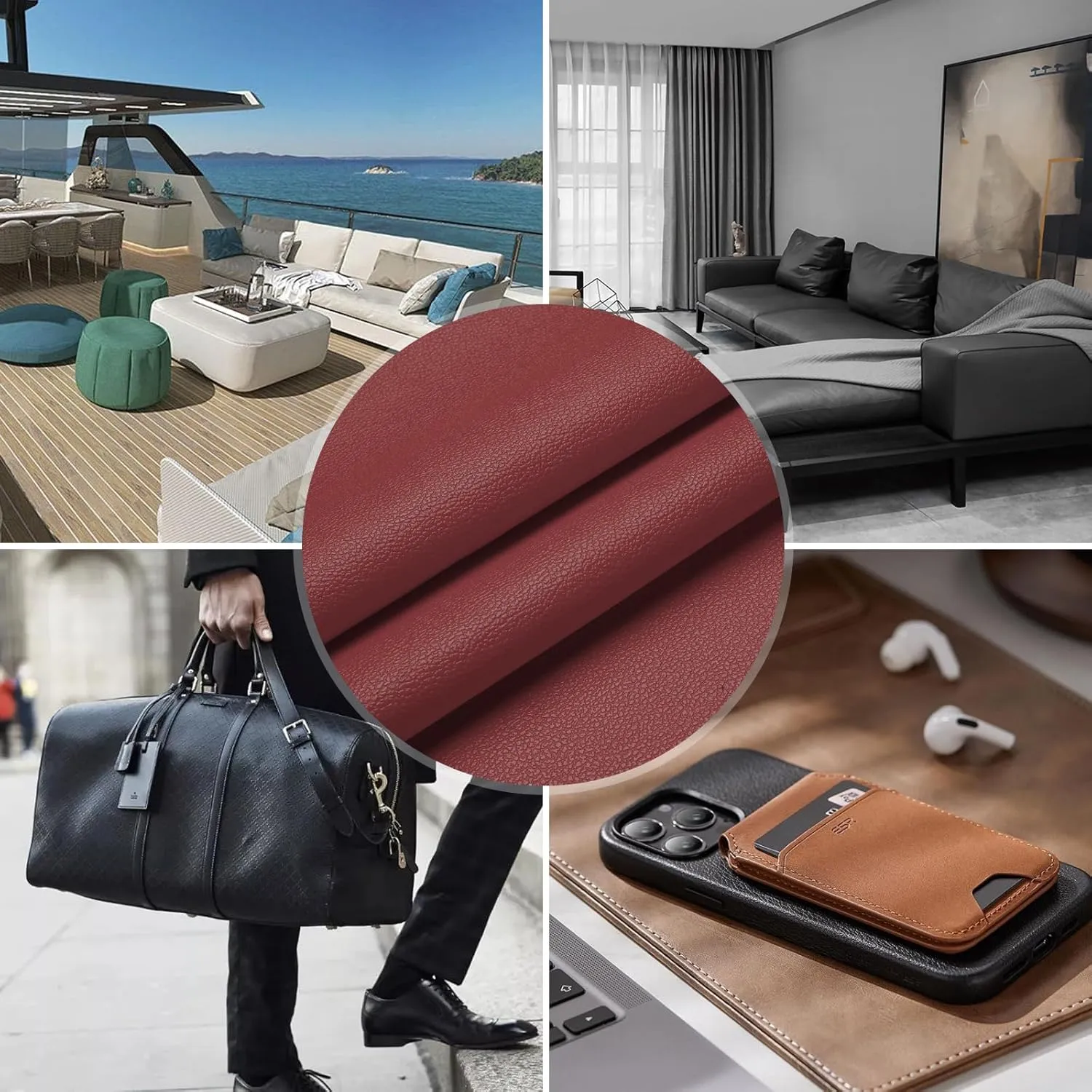 K-Musculo Vinyl Fabric, Marine Faux Leather Upholstery, for Upholstery Crafts, DIY Sewings, Sofa, Handbag, Earrings, Hair Bows Decorations (Wine Red 54'' X 108'' inch 3Yd)