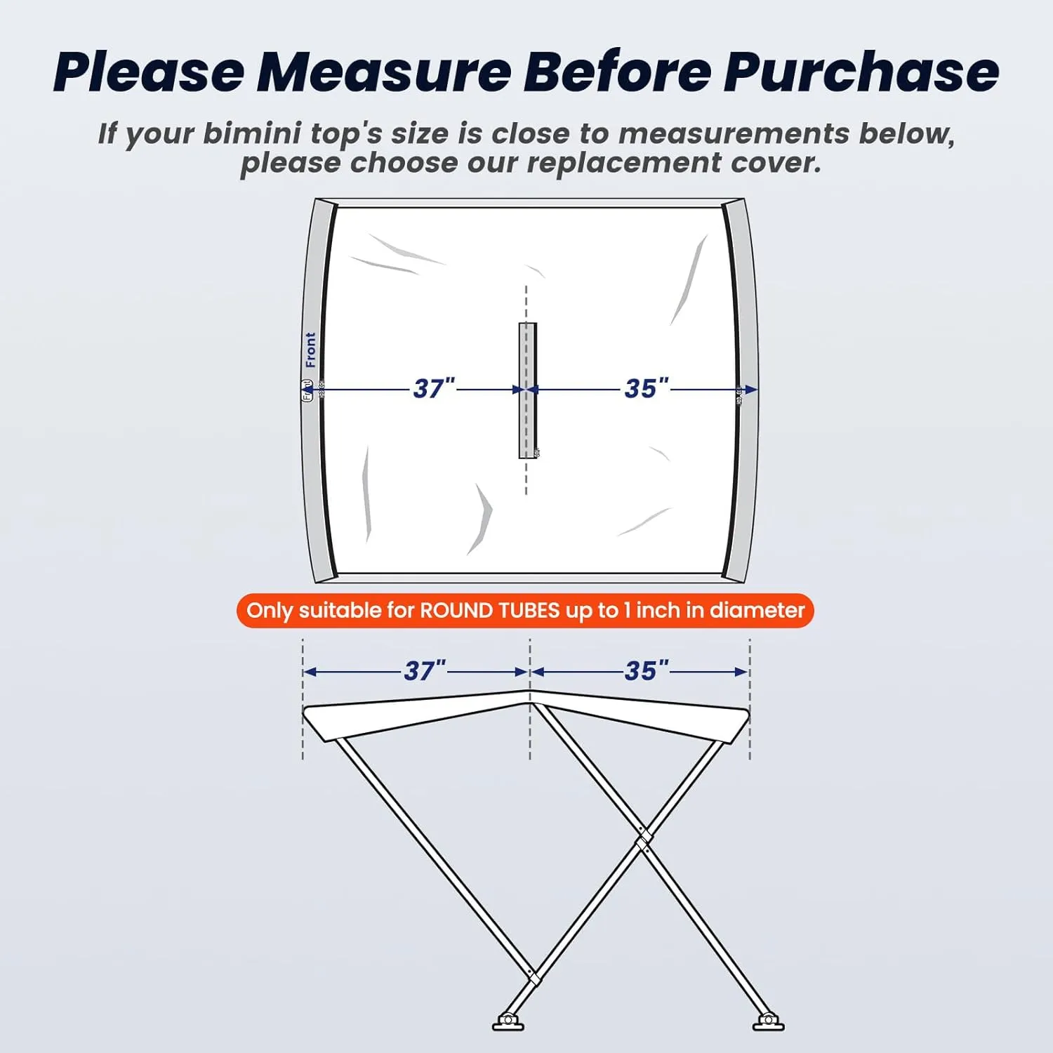 KAKIT 4 Bow Bimini Top Replacement Canvas Only, No Frame 900D Oxford Boat Top with 2 Detachable Mesh Sidewalls, 2 Straps & Storage Boot