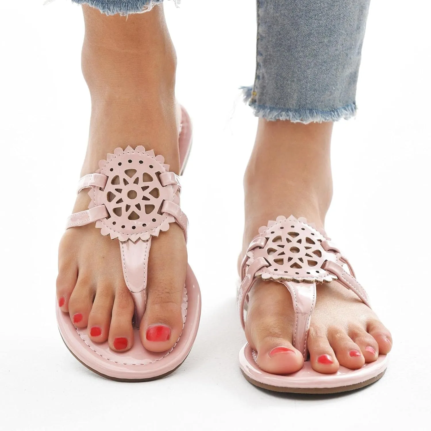 katliu Women's Flat Sandals Flip Flop Sandals Comfortable Dressy Thong Sandals