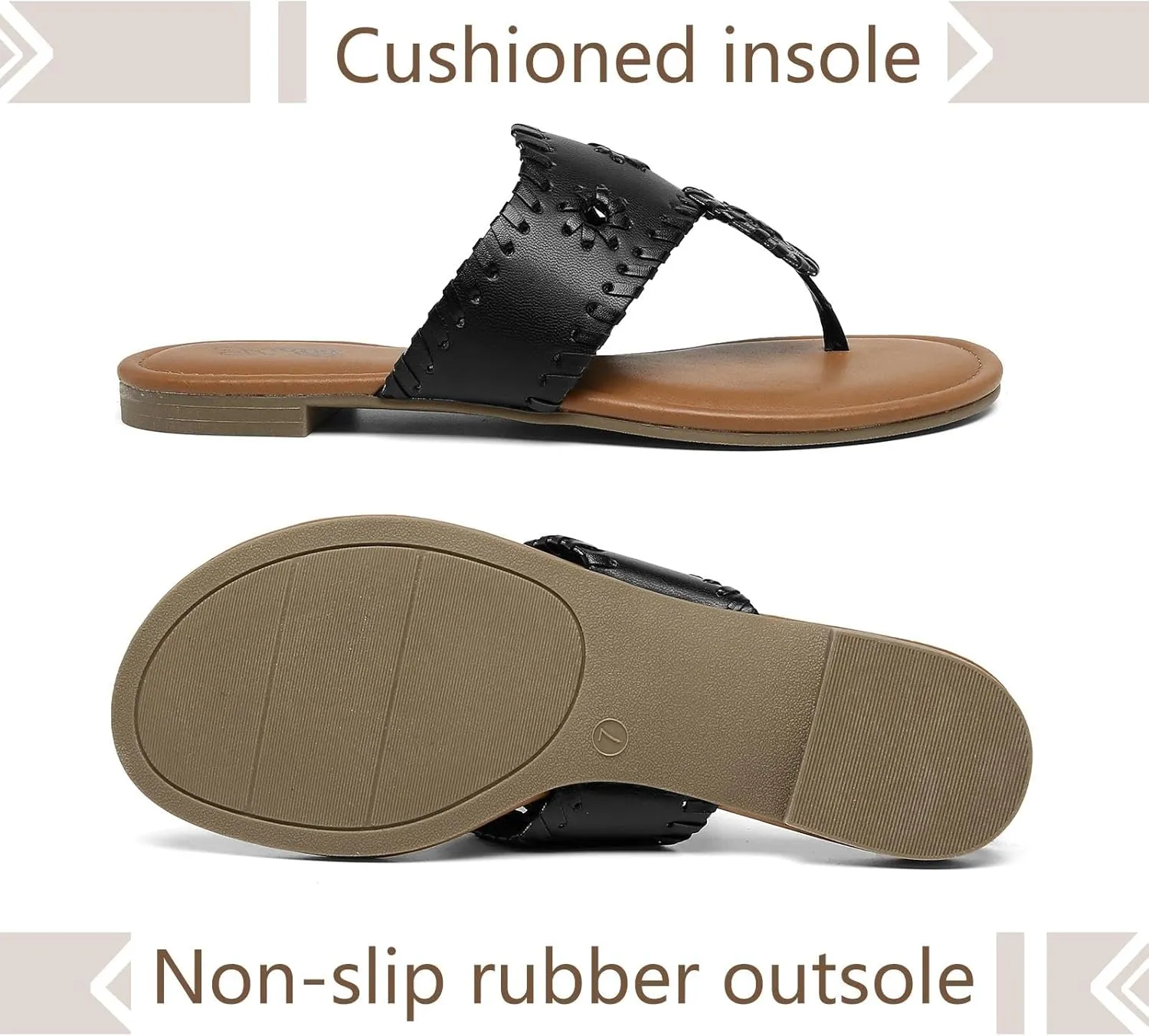 katliu Women's Flat Sandals Flip Flop Sandals Dressy Thong Sandals