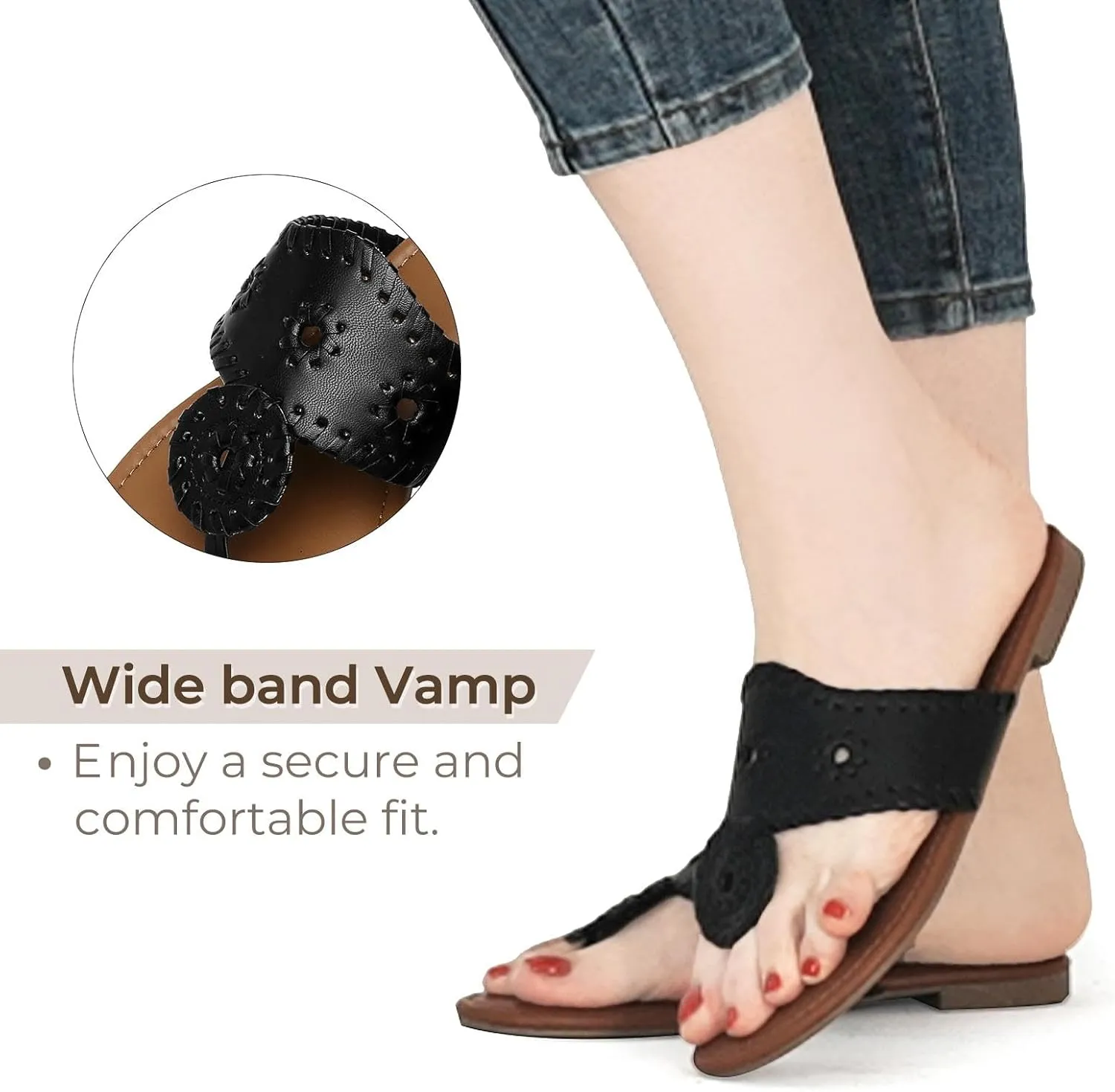 katliu Women's Flat Sandals Flip Flop Sandals Dressy Thong Sandals