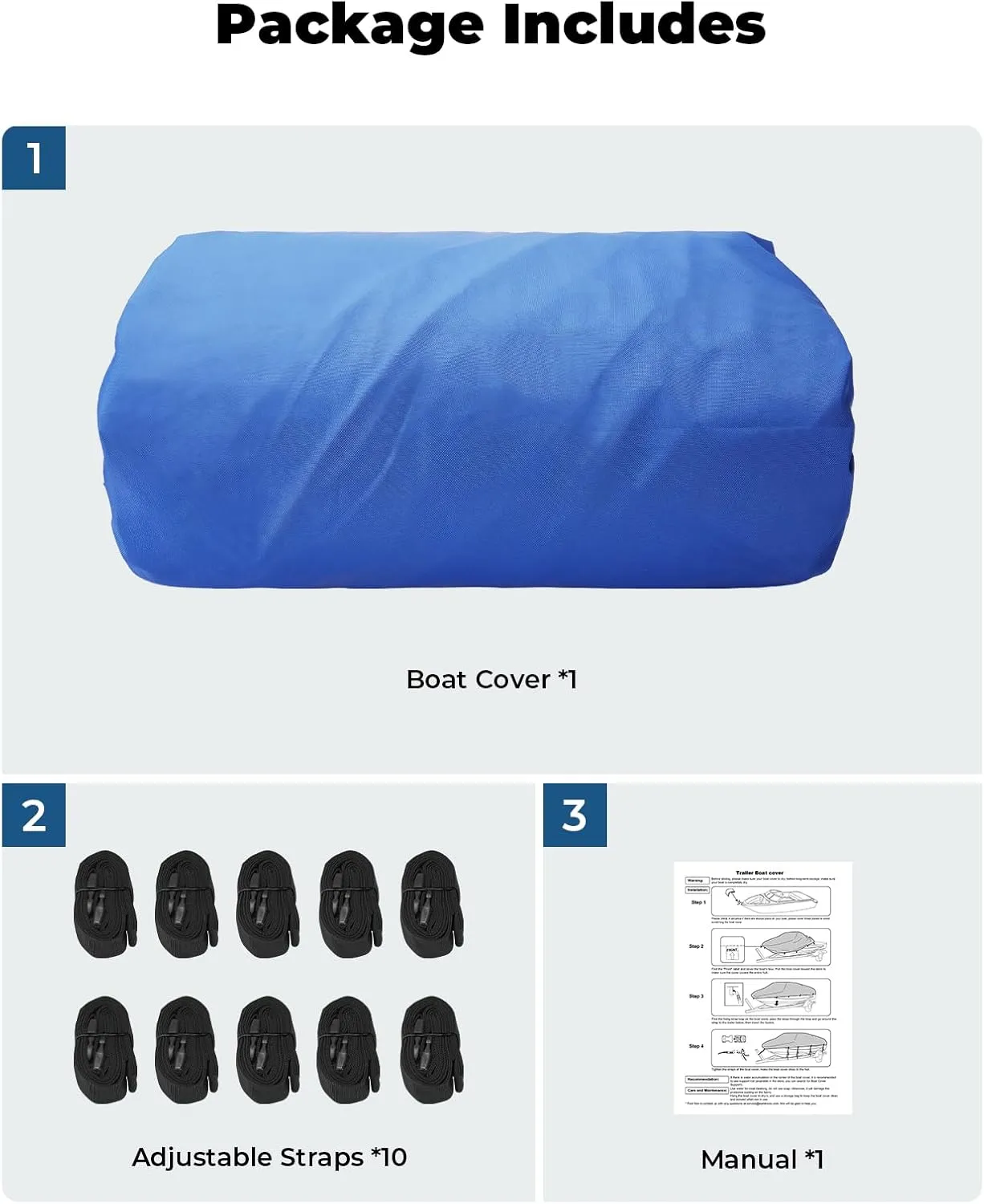 KEMIMOTO Boat Cover 14-16 ft, Heavy Duty 600D UV Resistant Waterproof Oxford Fabric, Trailerable Boat Cover for V-Hull Pro-Style Fishing Boat