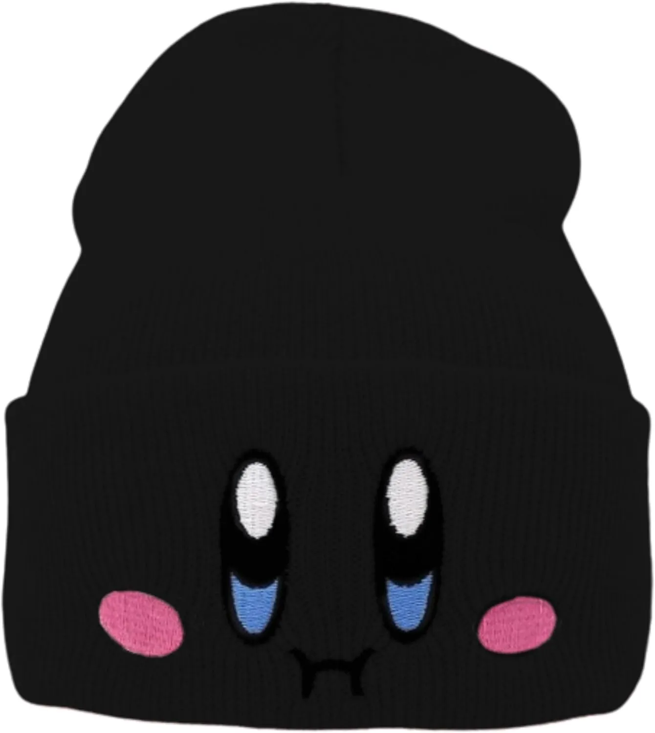 Kid-by Beanie Cute Anime Hat Kawaii Accessories Beanie Slouchy Embroided Face Knit Hats for Adult