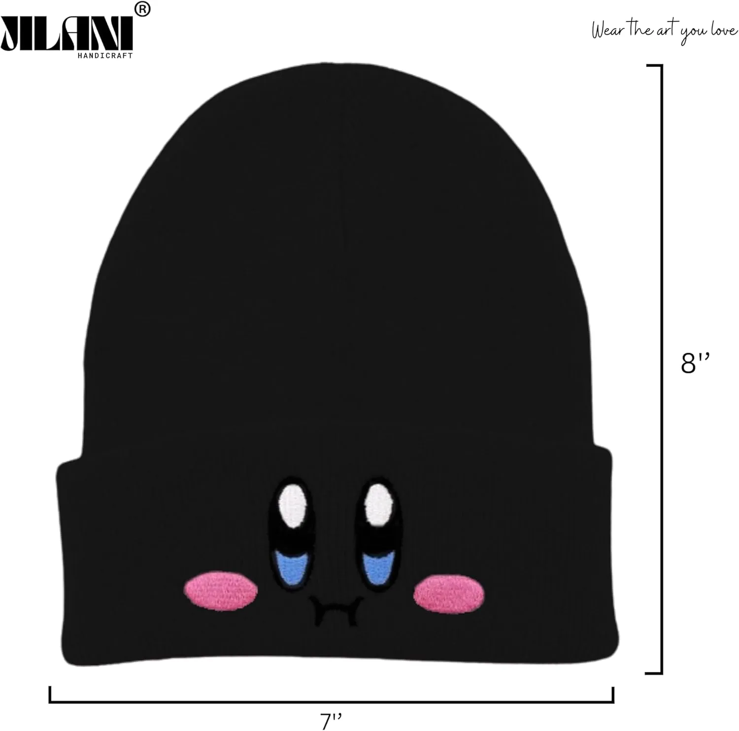 Kid-by Beanie Cute Anime Hat Kawaii Accessories Beanie Slouchy Embroided Face Knit Hats for Adult