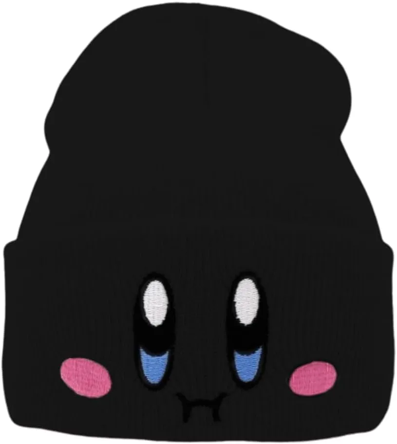 Kid-by Beanie Cute Anime Hat Kawaii Accessories Beanie Slouchy Embroided Face Knit Hats for Adult