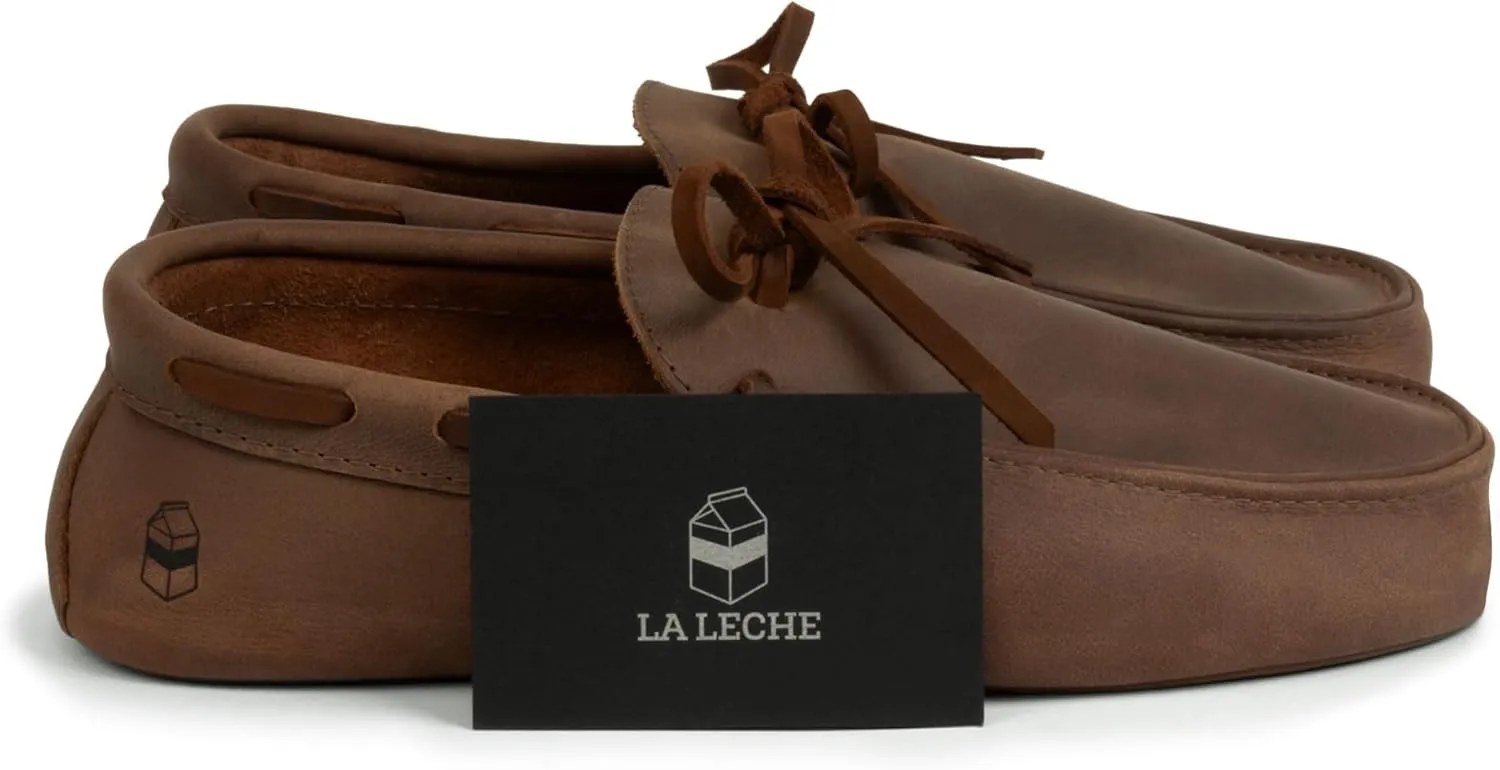 La Leche, Boat Slippers for Men, Cushioned Shoes for Home, Indoor-friendly Sole, Memory Foam and Full Grain Leather, Handmade