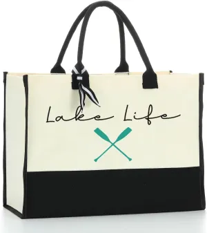 Lake House Gifts Canvas Tote Bag Decor for Boat Lovers - Reusable Beach & Travel Bag