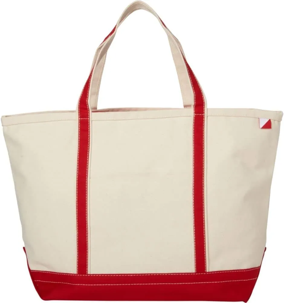 Large Classic Pocketed Boat Tote (Red) (Red)