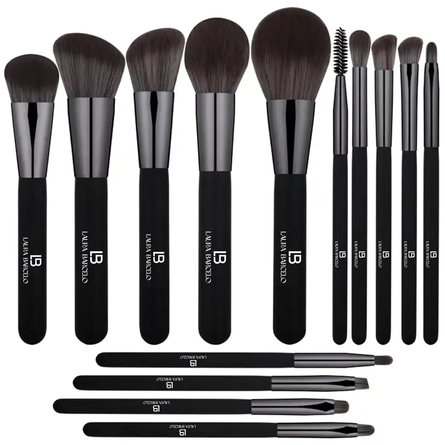 LB Makeup Brush Set – Complete 14-Pcs Eye Shadow Makeup Brush Includes Flat Brushes, Angled Brush, Eyelash Brush – Ultra Soft Synthetic Bristles Make Up Brushes for Professional, Home Use